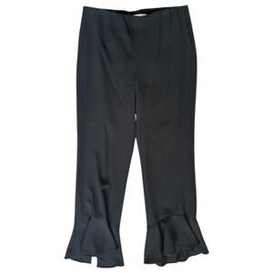 Donna Degnan Women’s Size 2 Black Pull On Frill Ruffled Hem Trousers Pants